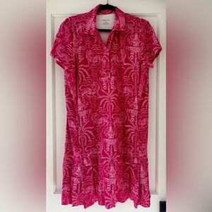 J. McLaughlin Catalina Cloth Chic Pink Printed Short Sleeve Dress size XL